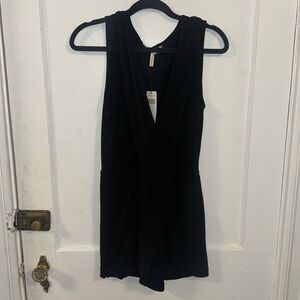 NWT cross draped black romper